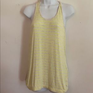 MPG Size L Yellow/Tan Striped  Tank Top